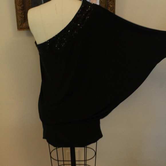 Y2K Frederick’s of Hollywood Asymmetrical Jersey Knit Sequinned Minidress - Picture 4 of 7